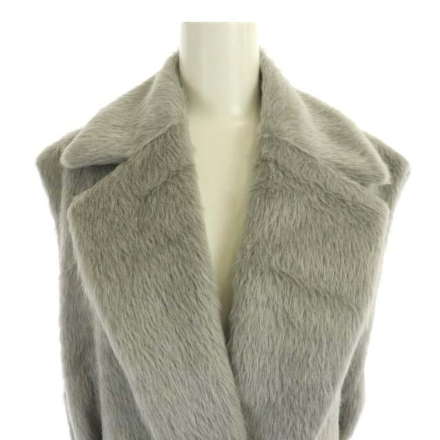 美品】22AW ebure エブール アルパカシャギーロングジレ ライトグレー