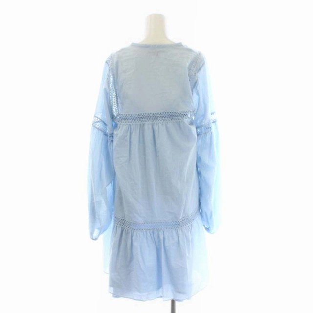 マーレット フロントオープンドレス ワンピース チュニック 長袖 XS 水色
