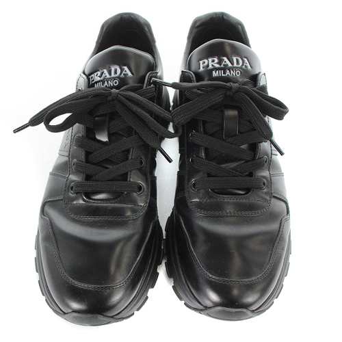 【中古】プラダ PRADA スニーカー レザー ロゴ入り ローカット 5.5 24.5cm 黒 ブラック /SR13 ■SH メンズ｜au PAY  マーケット