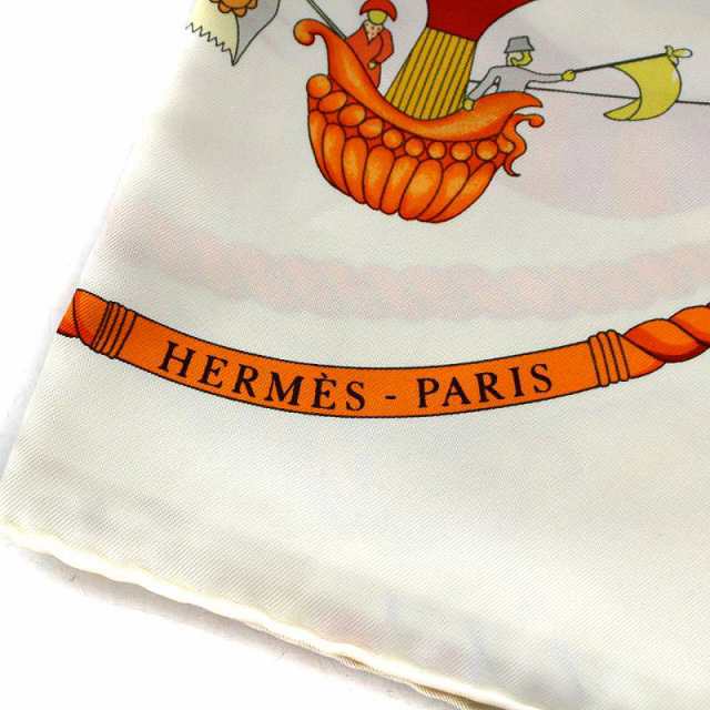 HERMES◇大空の狂気 カレ90 スカーフ シルク 総柄 レディース