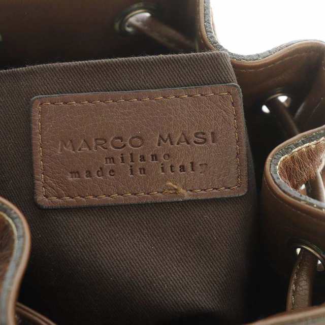 中古】マルコマージ MARCO MASI ハンドバッグ 巾着 ハラコ 茶 ブラウン