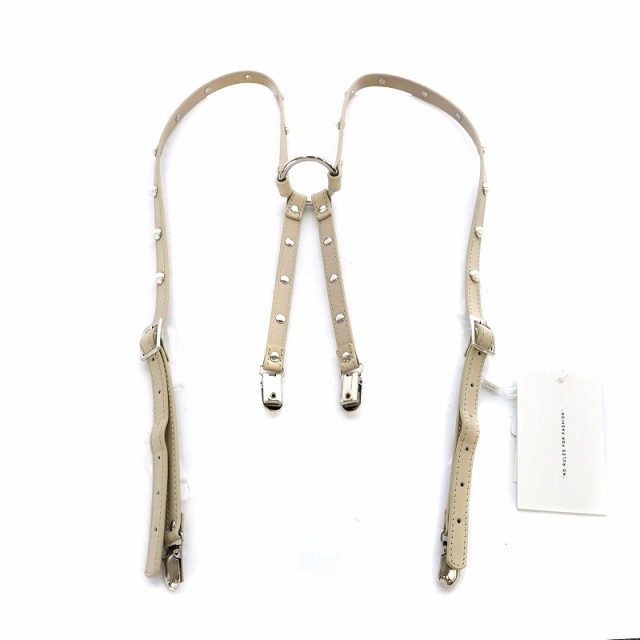 【中古】未使用品 アメリ Ameri PEARL STUDS SUSPENDER サスペンダー ベルト レザー F グレージュ /YB  レディース｜au PAY マーケット