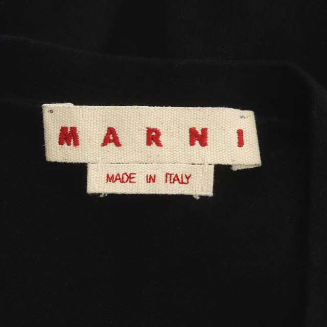 中古】マルニ MARNI 22AW ニットロゴカーディガン 長袖 Vネック 40 黒