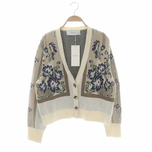 中古】未使用品 ミューラル MURRAL 22AW Framed flower knit cardigan