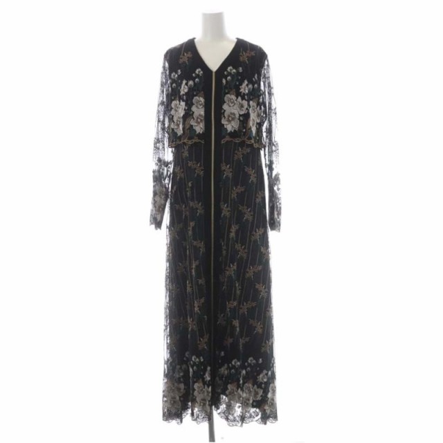 【中古】未使用品 ミューラル MURRAL 22AW Everlasting embroidery lace dress レースワンピース ロング 2  黒｜au PAY マーケット