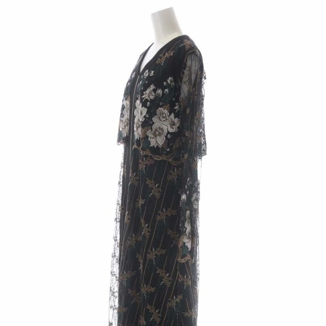 【中古】未使用品 ミューラル MURRAL 22AW Everlasting embroidery lace dress レースワンピース ロング 2  黒｜au PAY マーケット