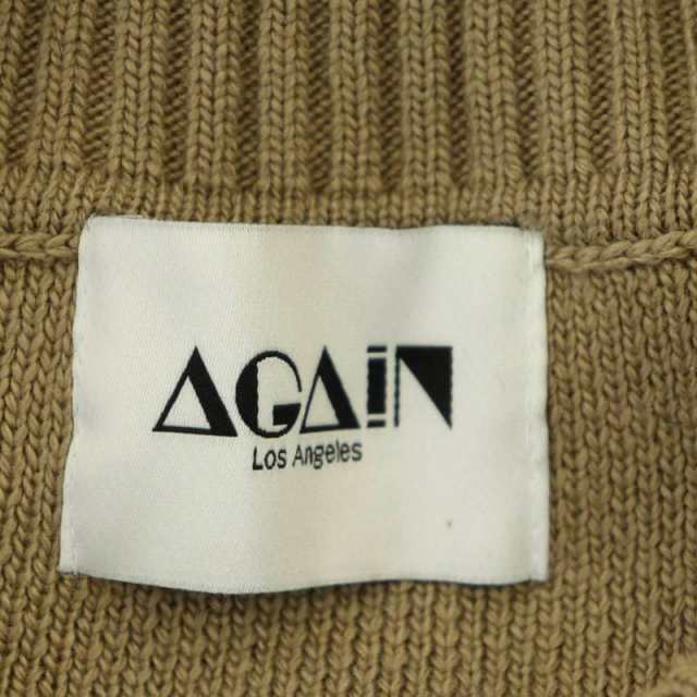 【中古】アゲイン AGAIN Deuxieme Classe取り扱い V NECK KNIT ニット セーター ロング 長袖 Vネック S  ベージュ｜au PAY マーケット