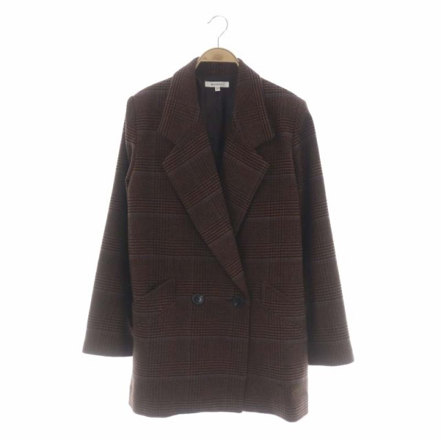 【中古】マウジー moussy CHECK MIDDLE ジャケット テーラード ダブル チェック 総裏地 1 茶 黒 紺 /HK ■OS｜au  PAY マーケット