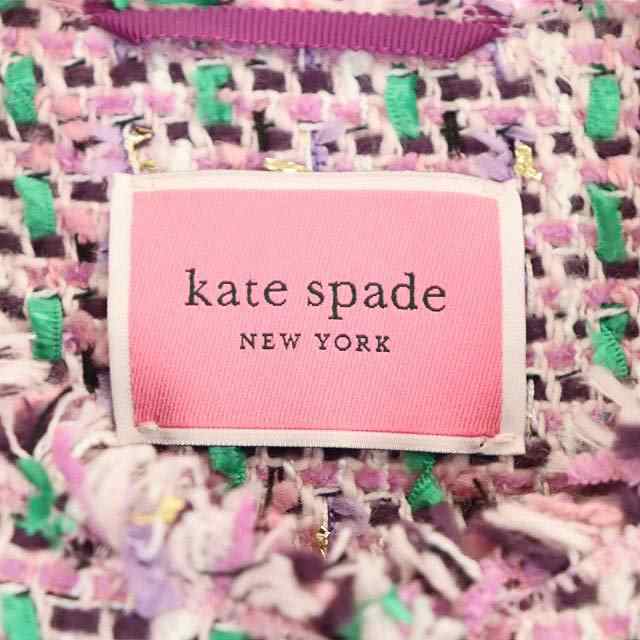 中古】ケイトスペード KATE SPADE ツイード ジャケット ノーカラー