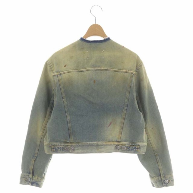 【中古】未使用品 メゾンマルジェラ 22SS Dirty Denim Jacket 白タグ デニムジャケット 38 青 S31AM0308  レディース｜au PAY マーケット