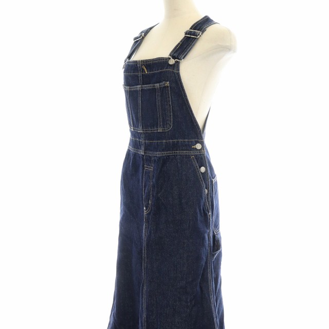 【中古】スローブ イエナ LE DENIM ボリュームフレアジャンパースカート ワンピース デニム ロング 36 紺 レディース｜au PAY  マーケット