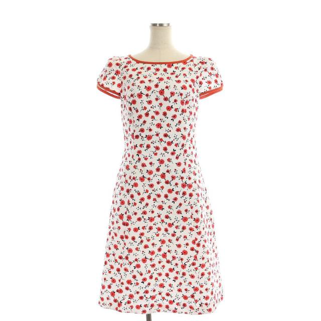 【中古】エムズグレイシー 23SS フラワープリント ワンピース ロング ミモレ丈 半袖 38 白 赤 黒 /MI ■OS レディースの通販は