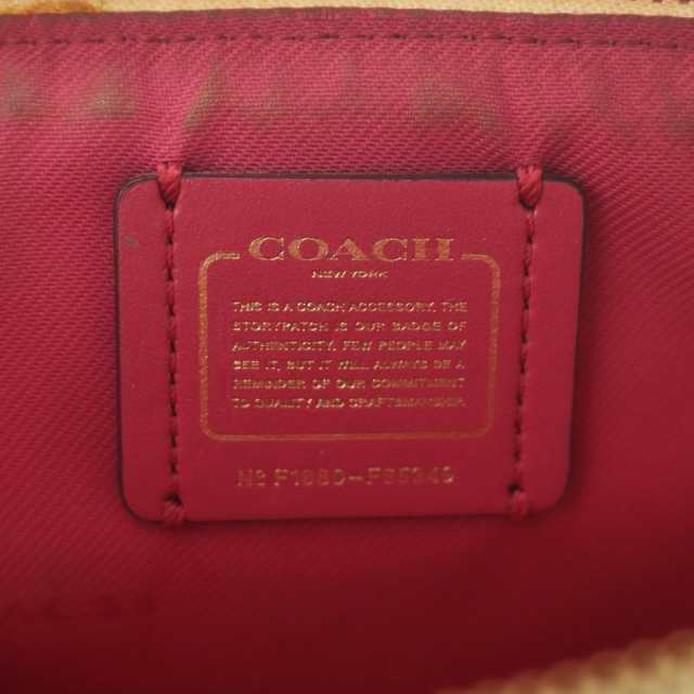 中古】コーチ COACH ポーチ 小物入れ レザー 花柄 プリント ロゴ