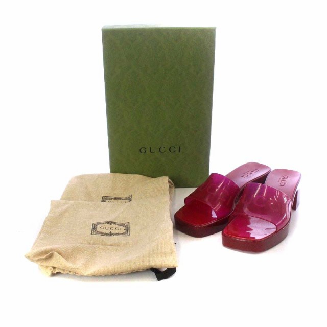 中古】グッチ GUCCI サンダル スライド チャンキーヒール スクエアトゥ