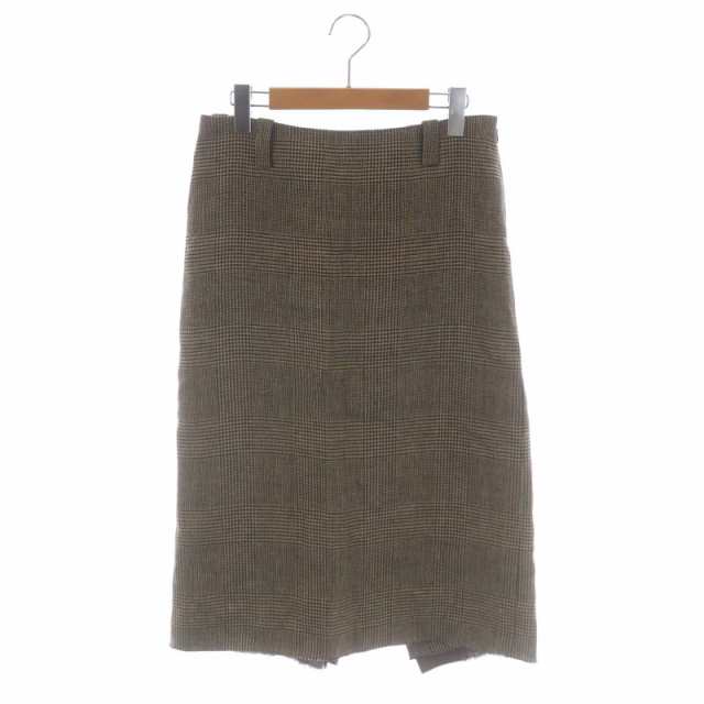 【中古】マディソンブルー 23SS LOW WAIST STRAIGHT SK HEMP タイトスカート ロング リネン 01 S 茶 黒 レディース