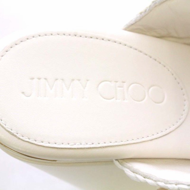 【中古】ジミーチュウ JIMMY CHOO Amoure Wedge 130 ナッパ レザー ウェッジ サンダル ビーズ ラフィア 35  アイボリー｜au PAY マーケット