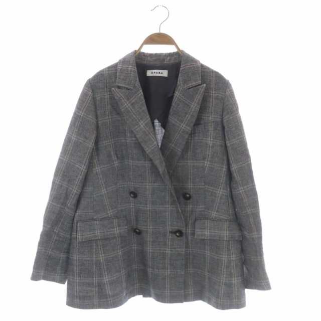 サクラ LINEN COTTON PLAID JACKET ダブルジャケット