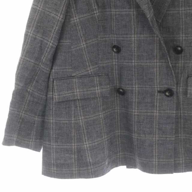 サクラ LINEN COTTON PLAID JACKET ダブルジャケット