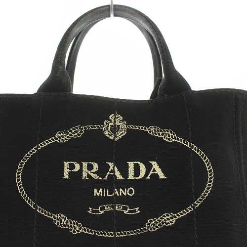 中古】プラダ PRADA カナパ キャンバス ハンドバッグ トートバッグ 黒