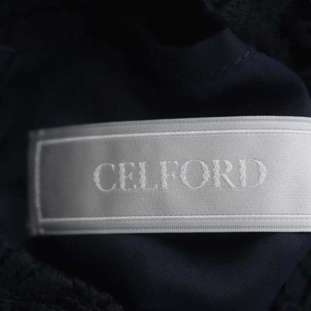 【中古】セルフォード CELFORD 21SS ミックスフラワーレースワンピース ロング 五分袖 34 紺 黒 レディース｜au PAY マーケット