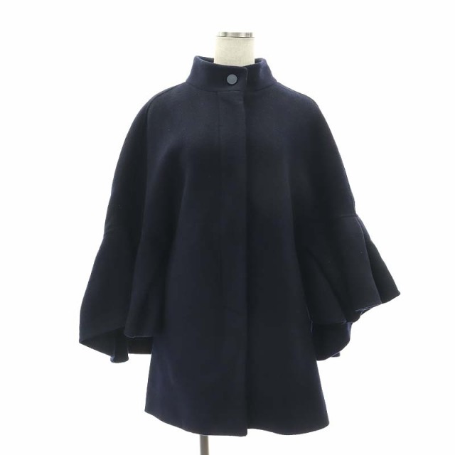 【中古】アナイ ANAYI 22AW ウールナイロンリバーケープコート アウター ミドル丈 フレアスリーブ 36 紺 レディース