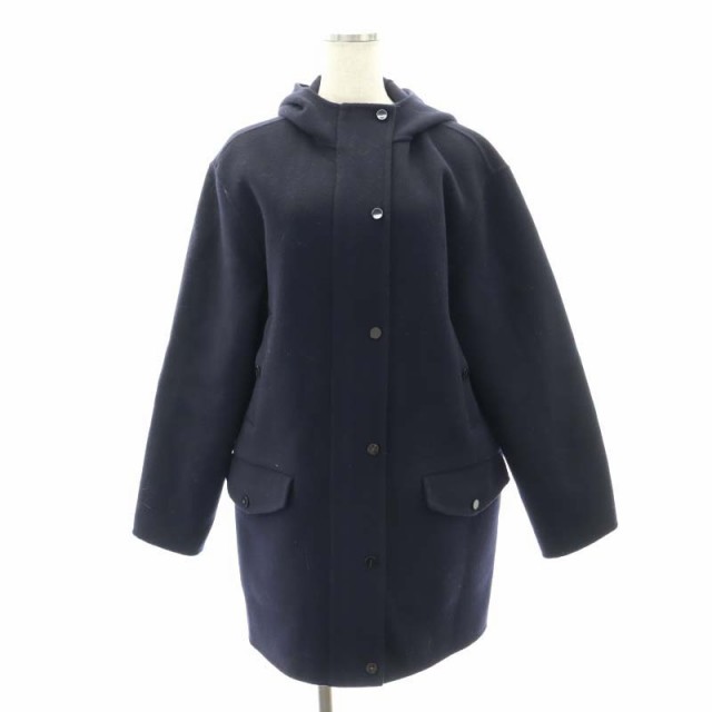 【中古】セオリー theory 23AW New Divide GC ST Parka DF フード付きコート アウターミドル ウール S 紺 ネイビー