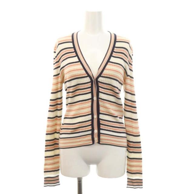 【中古】フェンディ FENDI カーディガン 前開き マルチボーダー シルク 42 マルチカラー /MF ■OS レディースの通販は 10,800円