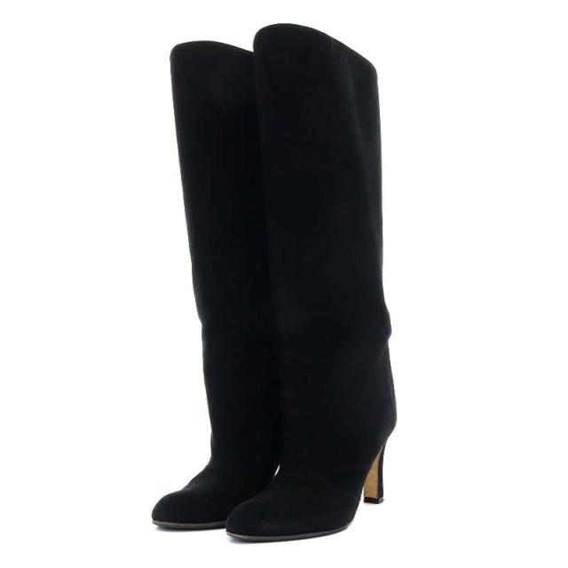 マロノブラニクブラック スエード ロングブーツ 高ヒール