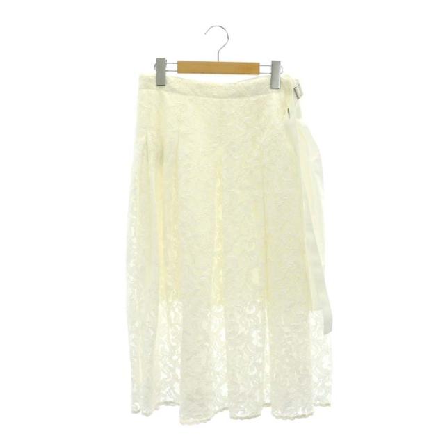 【中古】サカイ レース プリーツ ラップスカート ロング ミモレ丈 フレア 2 白 16-02485 /MI ■OS レディースの通販は
