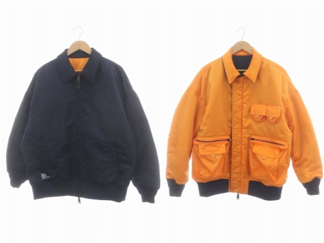 【中古】フレッシュサービス 23AW FLIGHT SWING TOP リバーシブル ブルゾン 中綿ジャケット L 紺 オレンジ メンズ