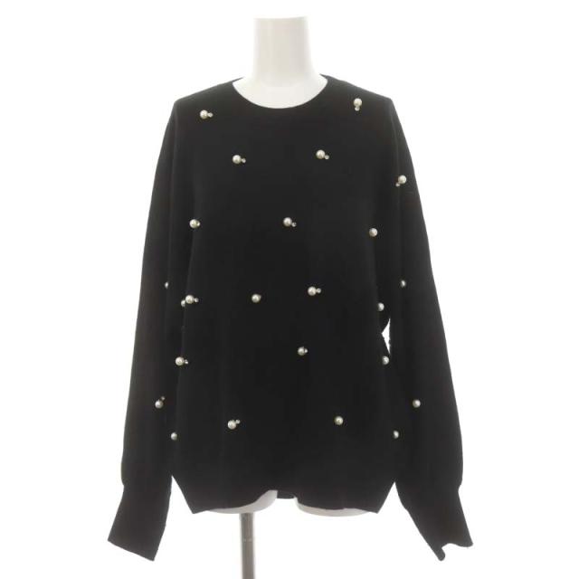 【中古】ダイアグラム グレースコンチネンタル 23AW パールドットニットトップ セーター ビジュー装飾 長袖 36 黒の通販は 4,950円