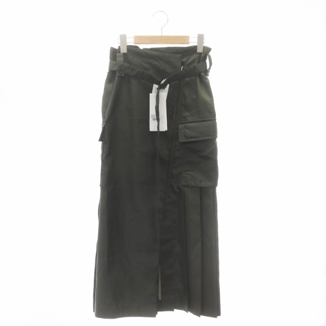 中古】サカイ sacai 23SS Nylon Twill Skirt スカート ナイロン 切替 プリーツ ラップ調 Aライン ロング 2  カーキの通販はau PAY マーケット - ブランド古着のベクトル | au PAY マーケット－通販サイト