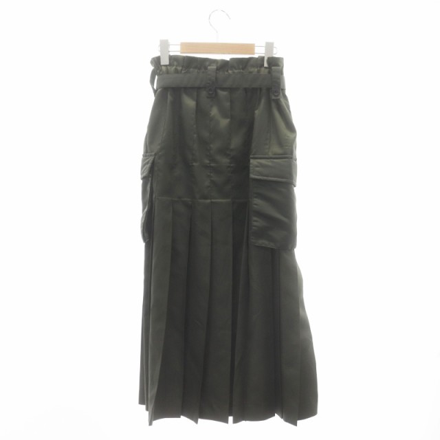 中古】サカイ sacai 23SS Nylon Twill Skirt スカート ナイロン 切替 プリーツ ラップ調 Aライン ロング 2  カーキの通販はau PAY マーケット - ブランド古着のベクトル | au PAY マーケット－通販サイト