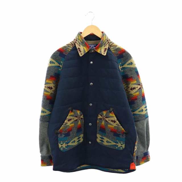 【中古】ジュンヤワタナベマン JUNYA WATANABE MAN × PENDLETON 22AW シャツ ブルゾン ウール S 紺 ネイビー