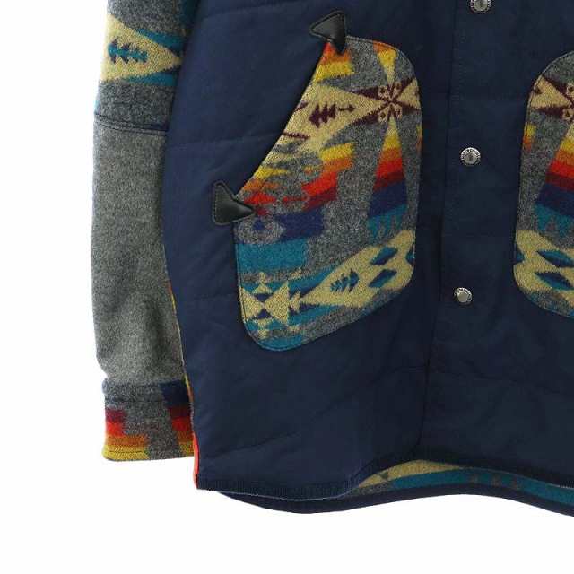 【中古】ジュンヤワタナベマン JUNYA WATANABE MAN × PENDLETON 22AW シャツ ブルゾン ウール S 紺 ネイビー