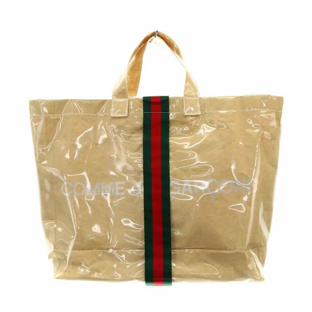 【中古】グッチ GUCCI コムデギャルソン HAPPY HOLIUDAY限定PVC トートバッグ ベージュ ■SH ■OH /AK12 レディース