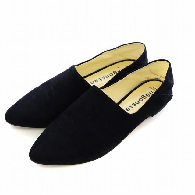 【中古】ナゴンスタンス nagonstans フラットシューズ モックシューズ スリッポンパンプス ラウンドトゥ 37 24.0cm 黒の通販は 4,968円