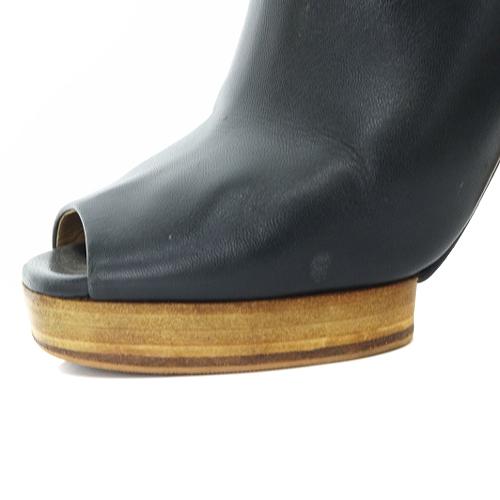 【中古】ルメール LEMAIRE チャンキーヒール レザーサンダル ハイヒール 23.5cm 黒 べージュ /SR4 ■SH レディース