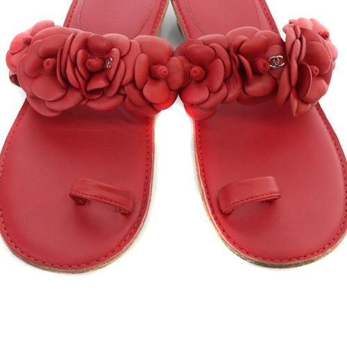 シャネル カメリア ココマーク フラット サンダル ミュール 36C 23cm  