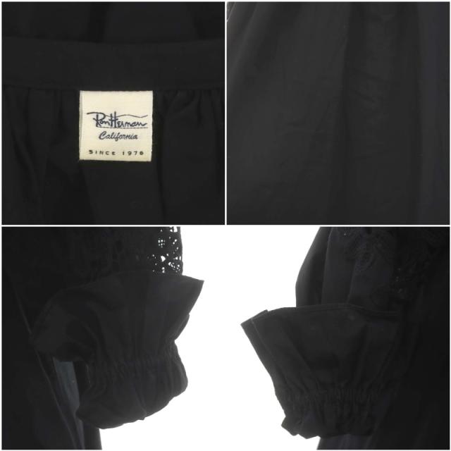 【中古】ロンハーマン 刺繍スリーブカフタンドレス ワンピース マキシ ロング 長袖 シアー シースルー XS 黒