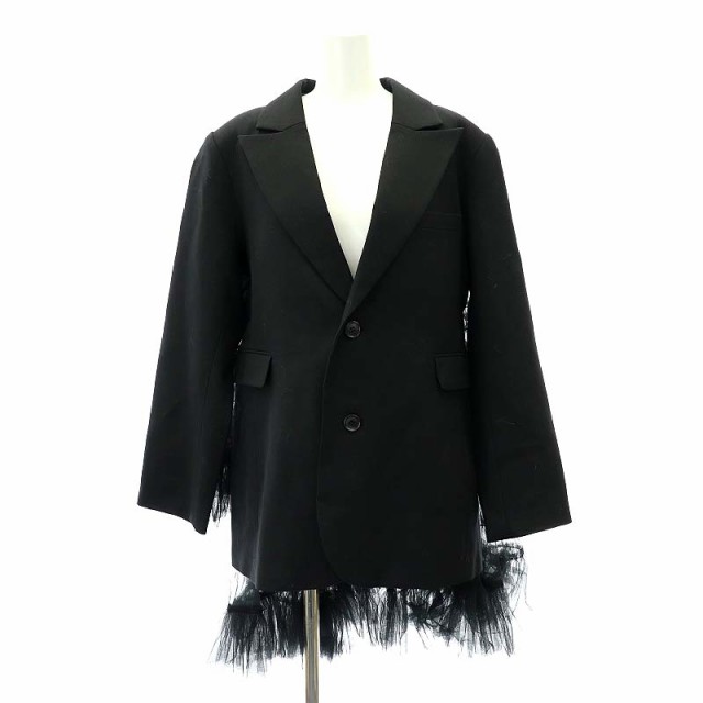 【中古】ヴィヴィアーノ VIVIANO 23AW BACK TULLE TRIMMED BLAZER ジャケット ブレザー S 黒 ブラック /YQ ■OS