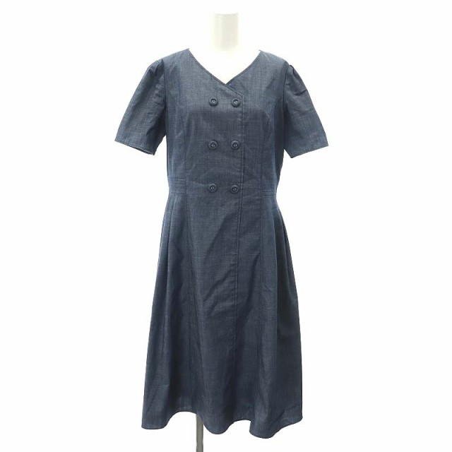 【中古】トッカ TOCCA 2024 PRE FALL DENIM LADY デニムワンピース ひざ丈 半袖 6 紺 ネイビー /DF ■OS レディース