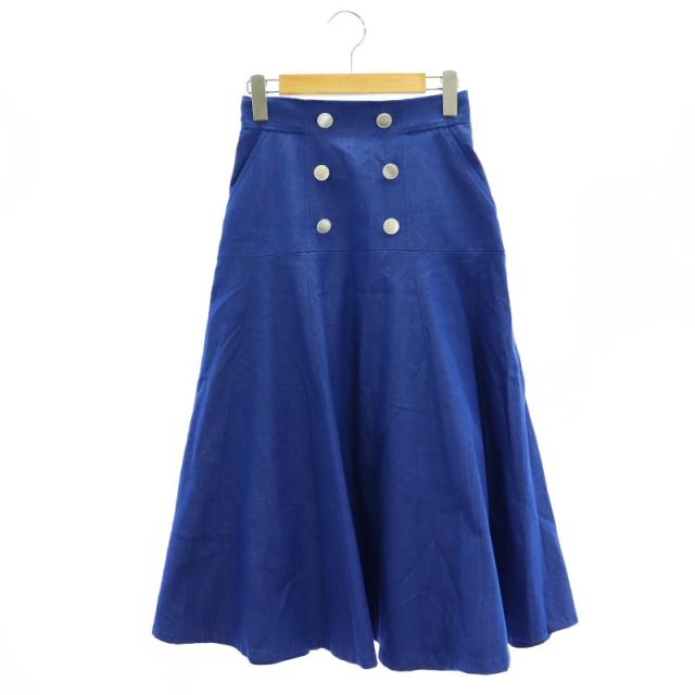 【中古】アナイ ANAYI 23SS シルクデニムフレアスカート ロング ダブルボタン 34 青 ブルー /DO ■OS レディースの通販は 5,504円