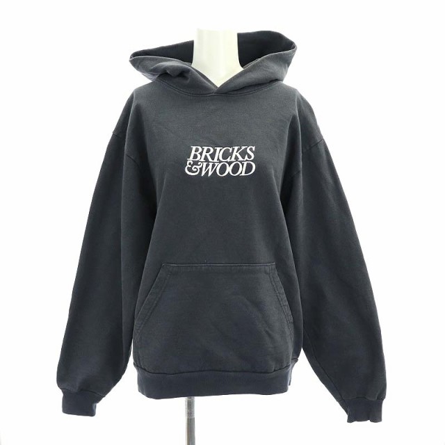 【中古】ブリックスアンドウッド 23AW AP STUDIO別注front logo Hoody P/O パーカー プルオーバー 長袖 チャコール