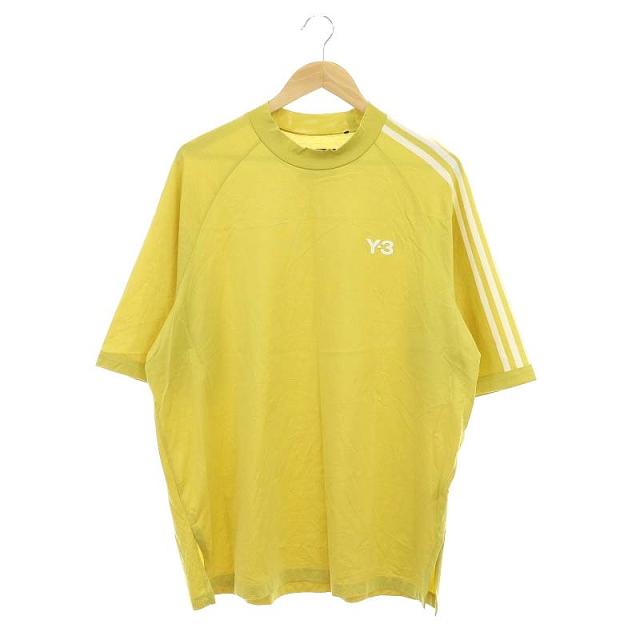 【中古】ワイスリー Y-3 モックネック ロゴカットソー Tシャツ 半袖 S 黄 白 イエロー ホワイト IQ1785 メンズの通販は 5,800円