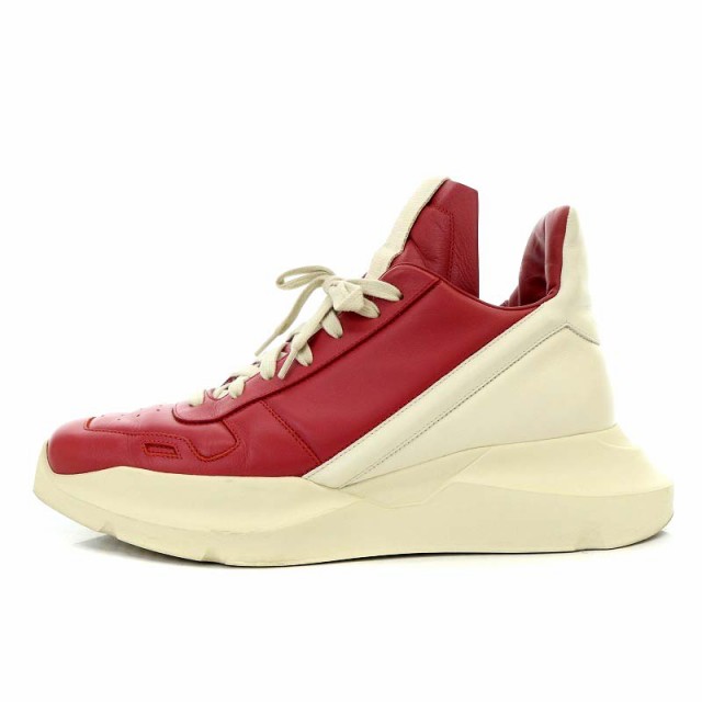 【中古】リックオウエンス Rick Owens ゲス ランナー GETH RUNNER スニーカー プラットフォーム レザー 42 27cm 赤