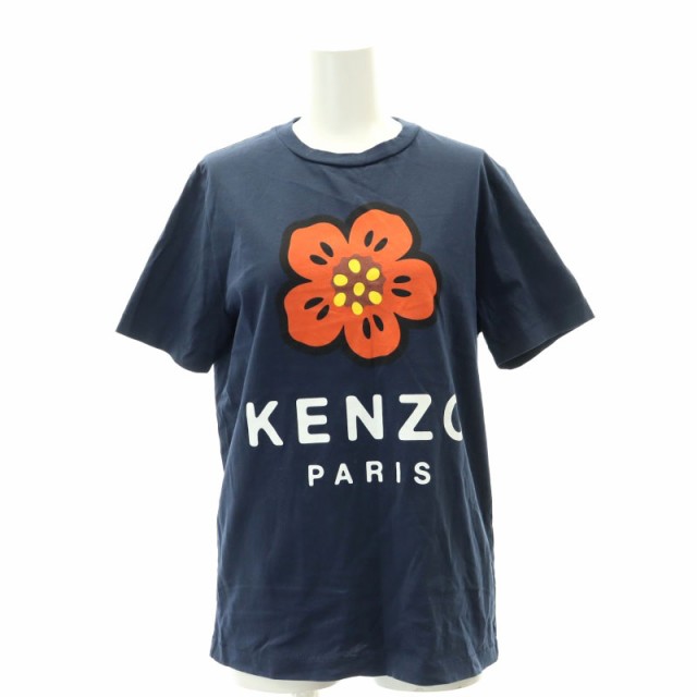 【中古】ケンゾー KENZO BOKE FLOWER カットソー Tシャツ 半袖 プルオーバー XS 紺 ネイビー /SY ■OS レディース