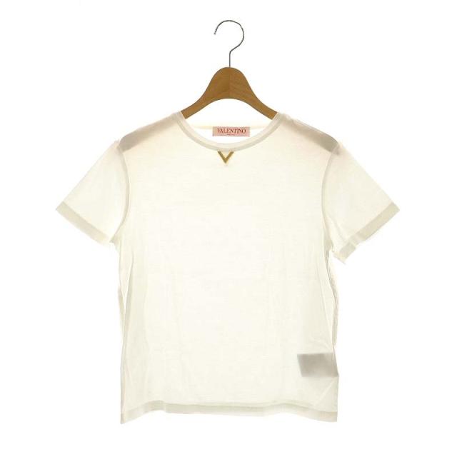 【中古】ヴァレンティノ ヴァレンチノ  White t-shirt with metallic V logo Tシャツ 半袖 プルオーバー XS 白の通販は