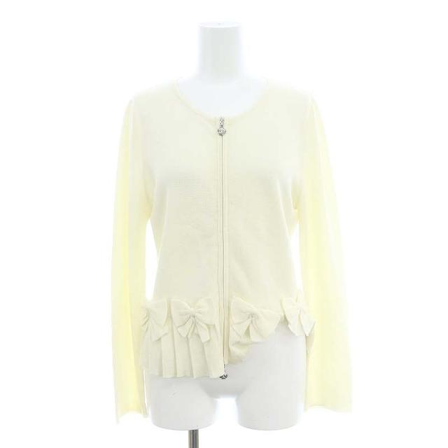 【中古】エムズグレイシー リボンフルジップカーディガン ニット 長袖 38 オフホワイト /DO ■OS レディースの通販は 5,400円