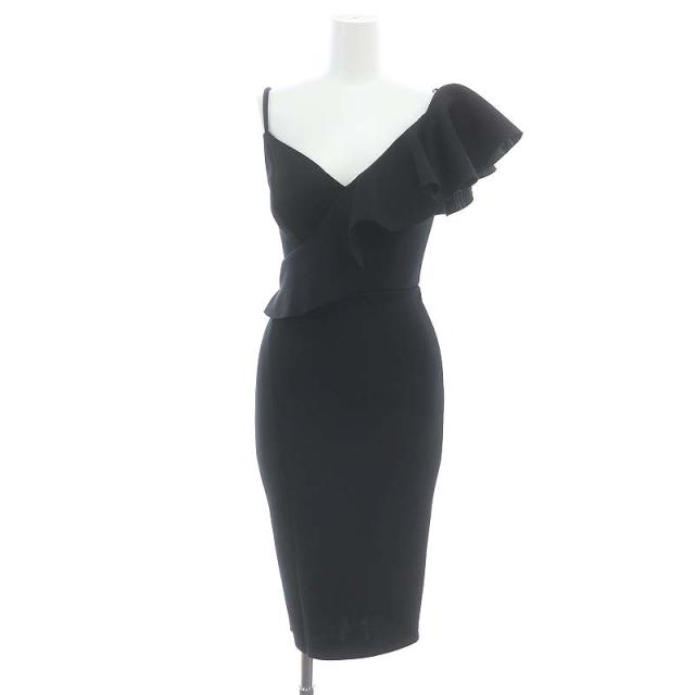 【中古】未使用品 リプシーロンドン フリルタイトドレス ワンピース ひざ丈 ノースリーブ UK6 黒 ブラック レディースの通販は 8,475円